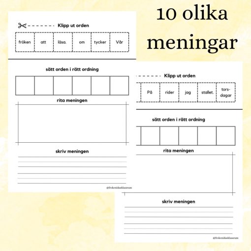 Bilda meningar - klipp ut