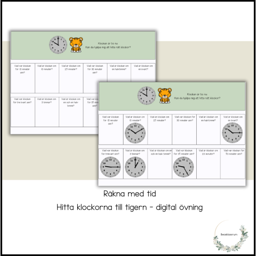 Hitta klockan - digital övning