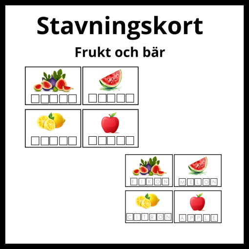 Frukt och bär stavningskort