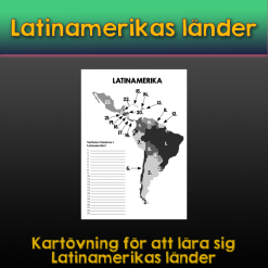 Numrerad karta - Latinamerikas länder