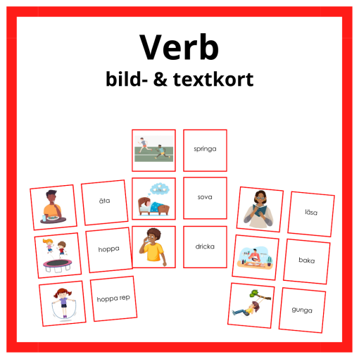 Verbkort - bildkort och textkort