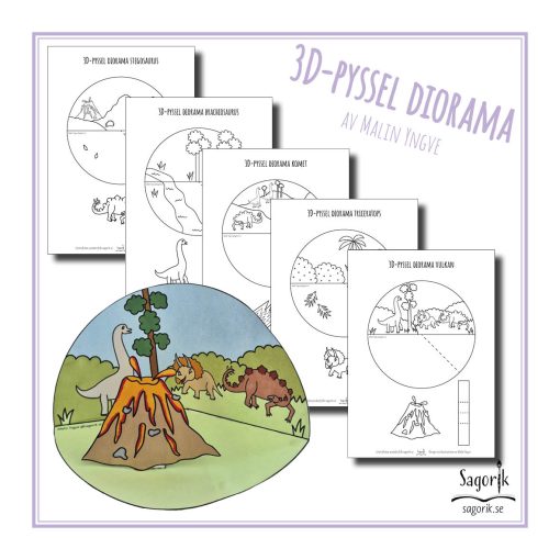 3d-pyssel diorama dinosaurier