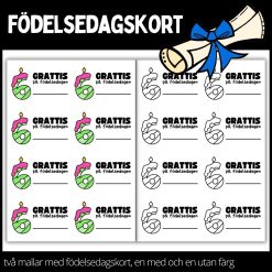 Födelsedagskort - materialpaket med två olika designs
