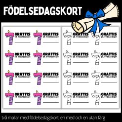 Födelsedagskort - materialpaket med två olika designs