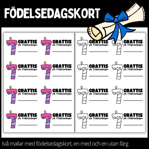 Födelsedagskort - materialpaket med två olika designs