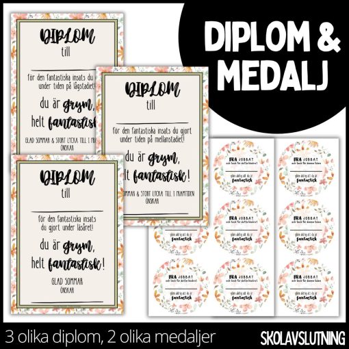 Diplom & medalj – 3 olika diplom / 2 olika medaljer - 4