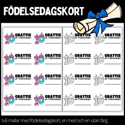 Födelsedagskort - materialpaket med två olika designs