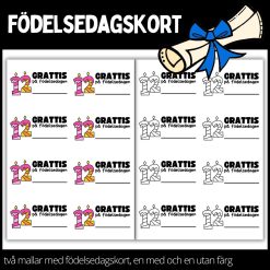 Födelsedagskort - materialpaket med två olika designs