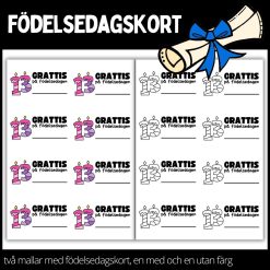 Födelsedagskort - materialpaket med två olika designs