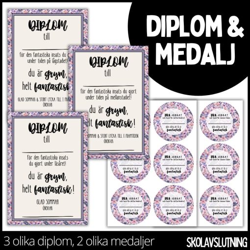 Diplom & medalj – 3 olika diplom / 2 olika medaljer - 6