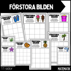 Förstora bilden - rita & färglägg - 11 sidor
