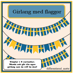 Girlang - vimplar med svenska flaggan