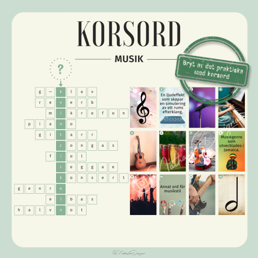 Korsord med bilder - Musik