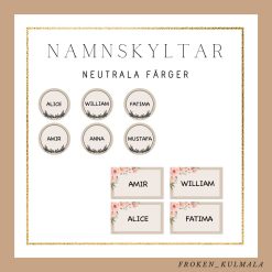 Namnskyltar neutrala färger