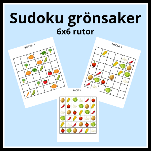 Sudoku grönsaker 6x6