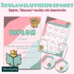 Skolavslutningspaket - diplom, medalj och bingospel