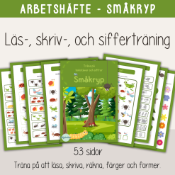 Arbetshäfte bokstäver och siffror - Tema Småkryp