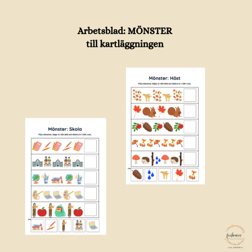 Arbetsblad: Mönster till kartläggning i förskoleklass