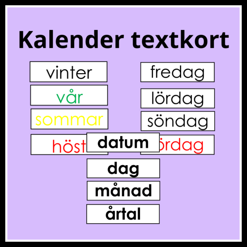 Kalender textkort