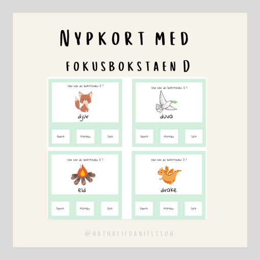 Nypkort med fokusbokstaven "Dd"