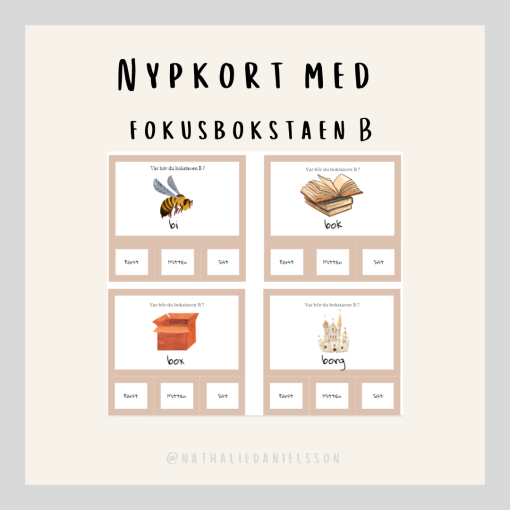 Nypkort med fokusbokstaven "Bb"