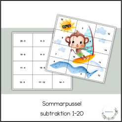 Sommarpussel - subtraktion 1-20