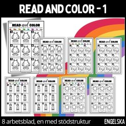 Read and color - lätt - 8 arbetsblad - 1