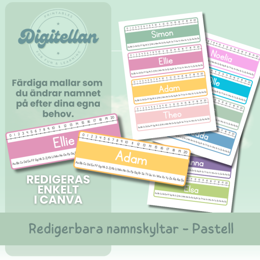 Redigerbara namnskyltar - Pastell