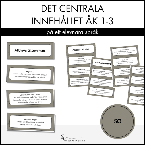 Centrala innehållet åk 1-3 på ett elevnära språk: SO