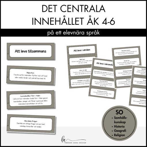 Centrala innehållet åk 4-6 på ett elevnära språk: SO