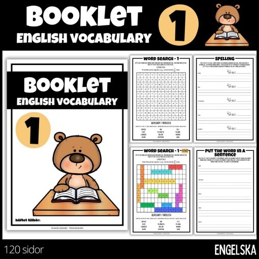 Booklet english vocabulary - Arbetshäfte engelskt ordförråd - 120 sidor - åk 4 - 1