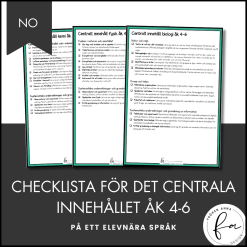 CHEKLISTA över det Centrala innehållet åk 4-6på ett elevnära språk: NO