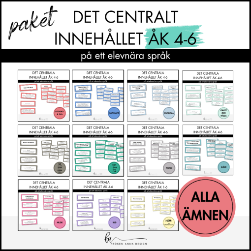 PAKET: Centrala innehållet åk 4-6 på ett elevnära språk: ALLA ÄMNEN