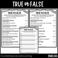 True or false - 3 arbetsblad - 1