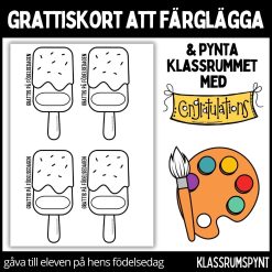 Födelsedagskort - färglägg, dekorera klassrummet, gåva vid födelsedag - 5