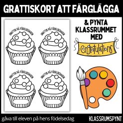 Födelsedagskort - färglägg, dekorera klassrummet, gåva vid födelsedag - 2