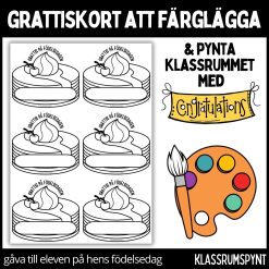 Födelsedagskort - färglägg, dekorera klassrummet, gåva vid födelsedag - 7