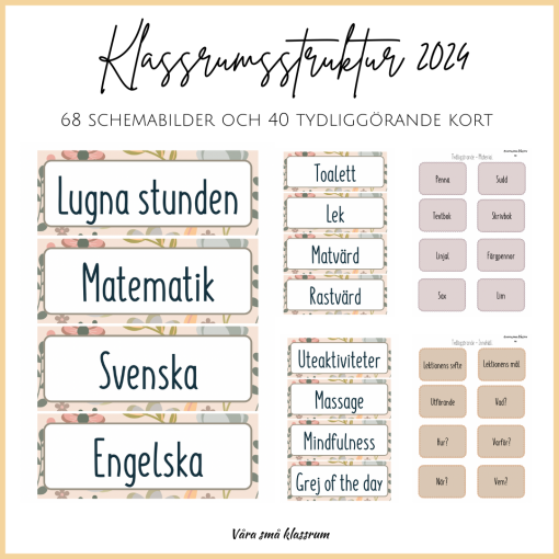 Schemalappar och tydliggörande kort 2024