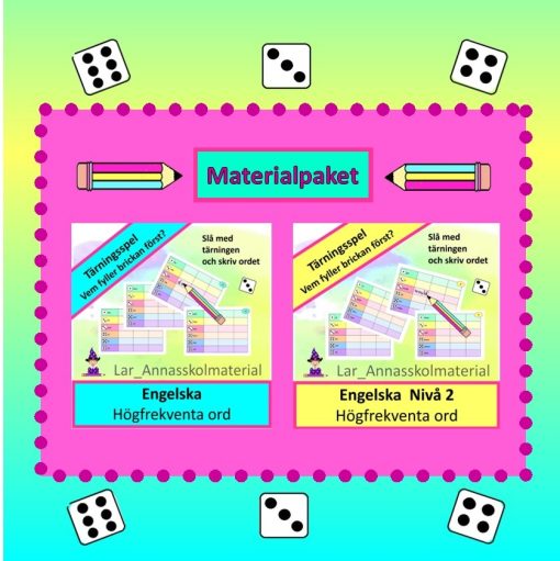 Engelska Högfrekventa ord 2 i 1 Tärningsspel