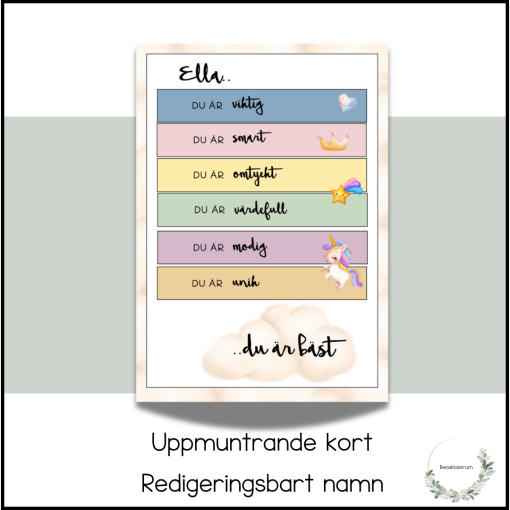 Uppmuntande kort - redigeringsbart namn