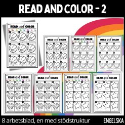 Read and color - lätt - 8 arbetsblad - 2