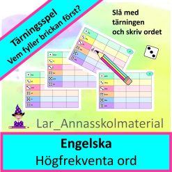 Engelska högfrekventa ord. Ett tärningsspel, nivå 1
