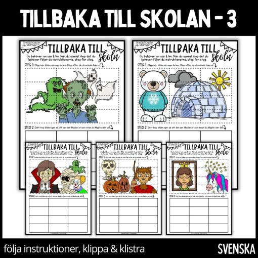Tillbaka till skolan - öva på att följa instruktioner, klippa och klistra - 3