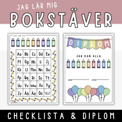 Lära bokstäver - checklista och diplom