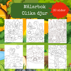 Målarbok djur 30 sidor