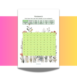 Farm wordsearch and fill in the words