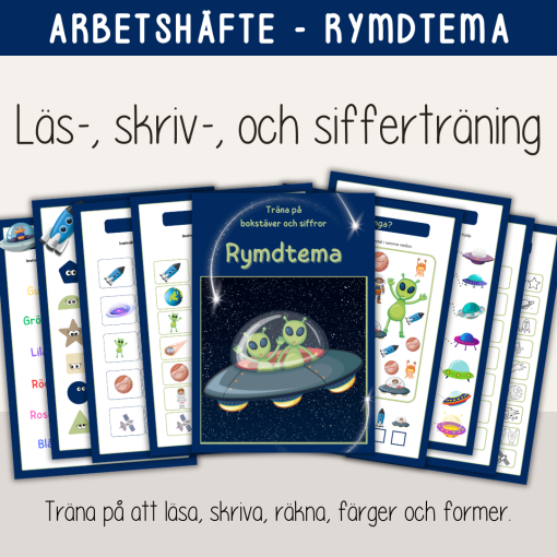 Arbetshäfte bokstäver och siffror - Rymdtema