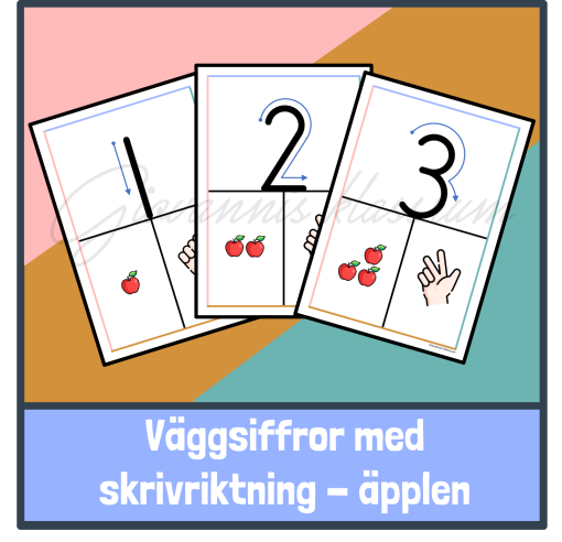 Väggsiffror med skrivriktning - äpplen