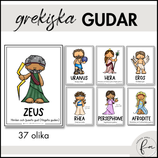 Grekiska gudar - Posters / Flashcards / Målarbilder