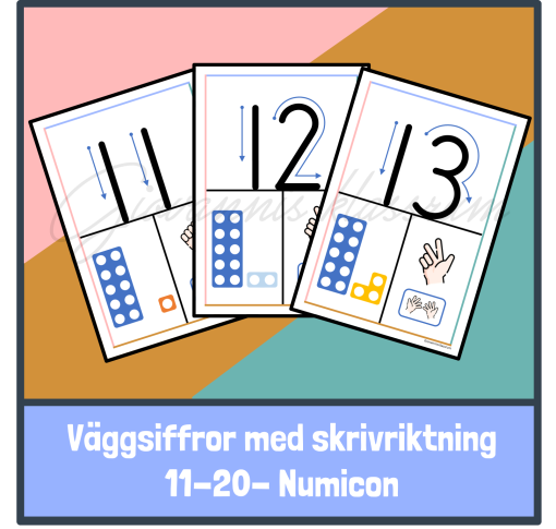 Väggsiffror med skrivriktning - Numicon (11-20)